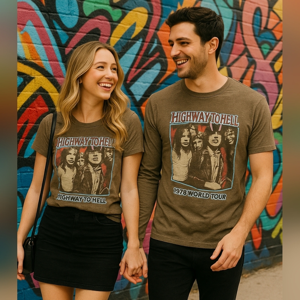 AC/DC Highway to Hell 1979 World Tour Graphic Tee - Lucky Brand (L)